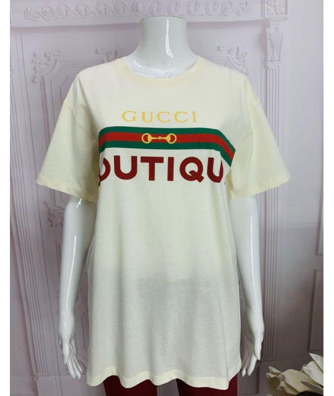 GUCCI Желтая хлопковая футболка, фото 5