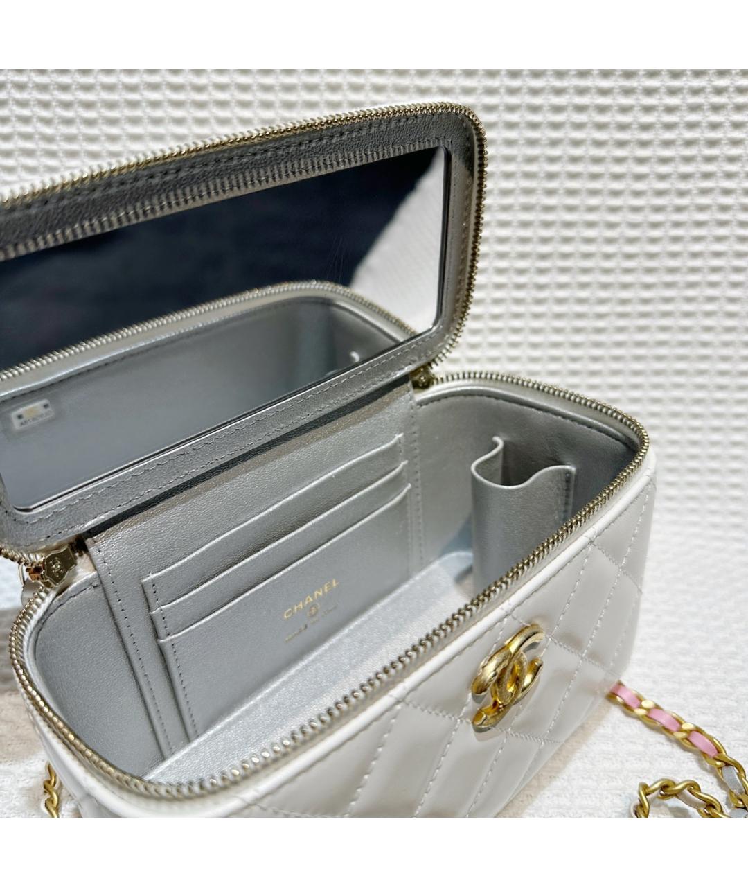 CHANEL Белая кожаная сумка через плечо, фото 8