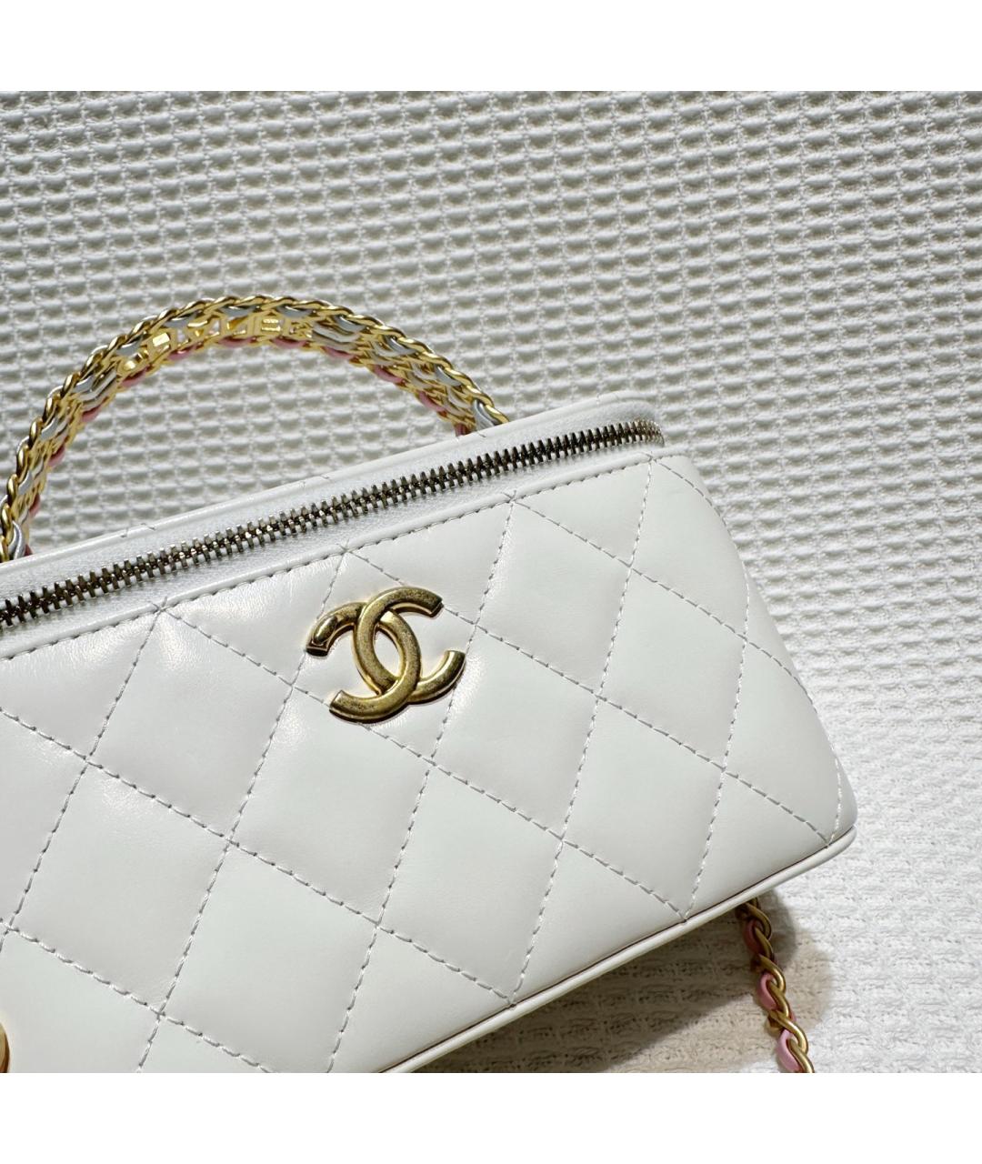 CHANEL Белая кожаная сумка через плечо, фото 5