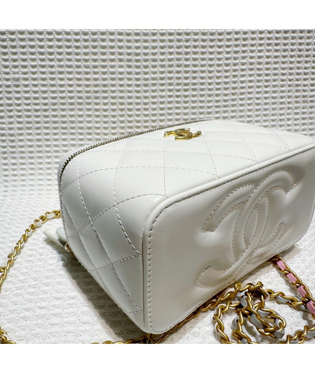 CHANEL Белая кожаная сумка через плечо, фото 4