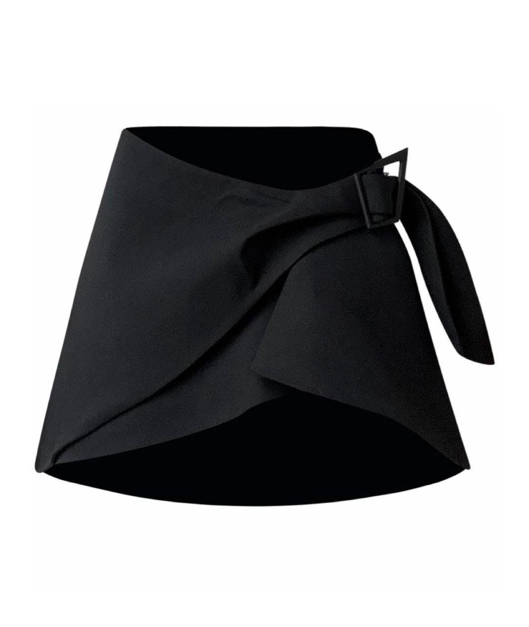 MUGLER Черная шерстяная юбка мини, фото 1