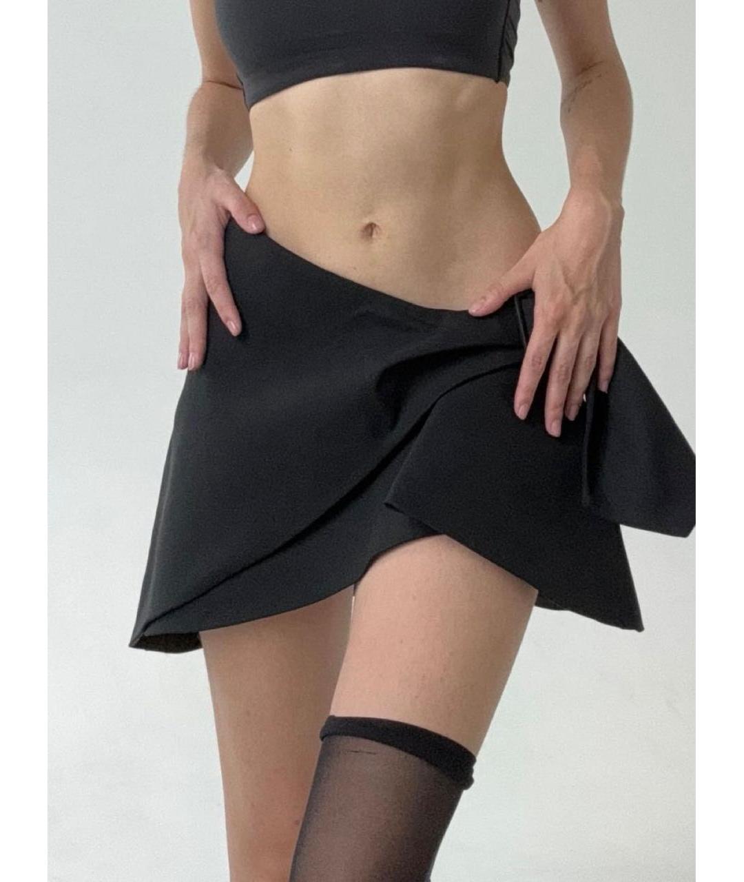 MUGLER Черная шерстяная юбка мини, фото 6
