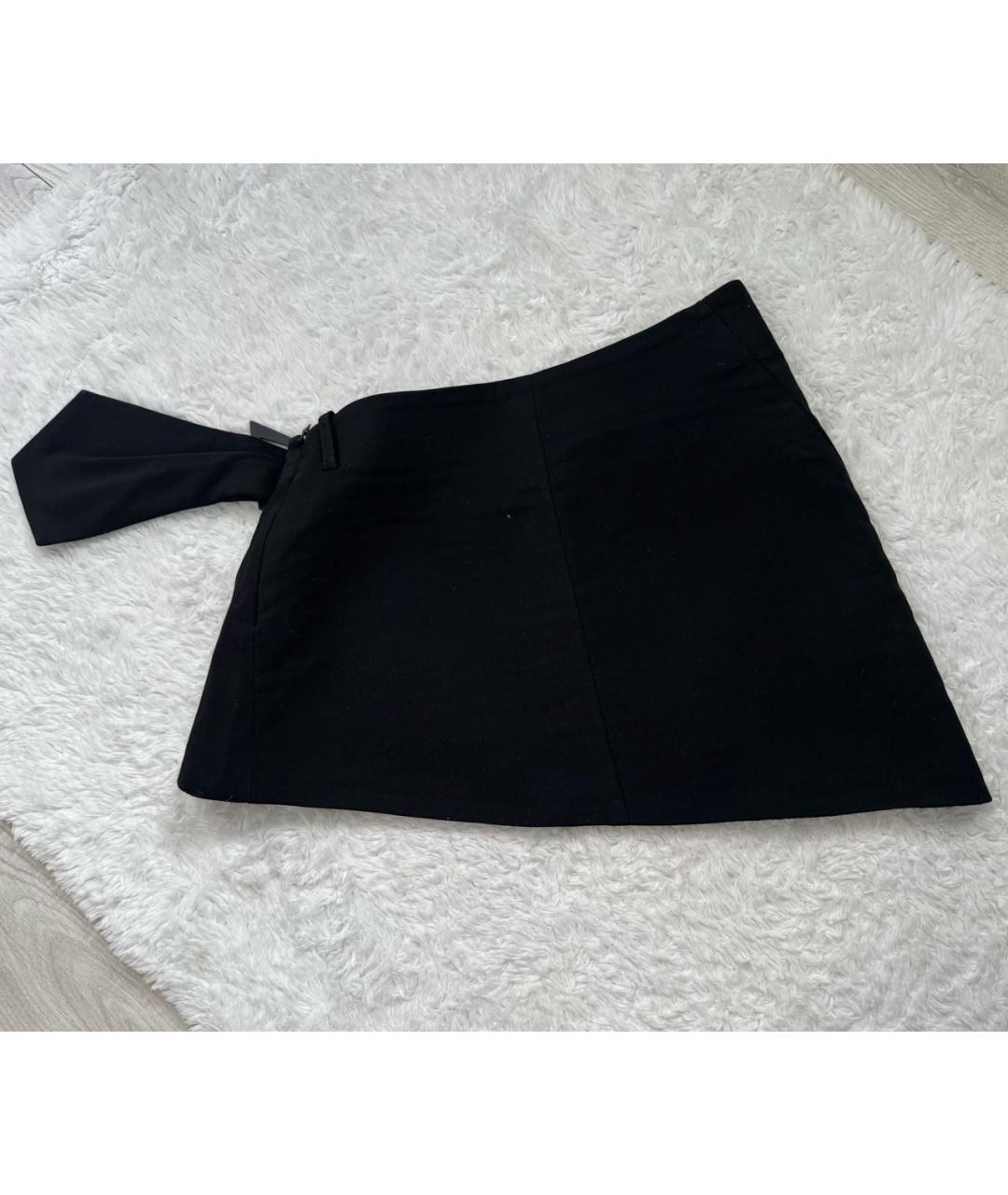 MUGLER Черная шерстяная юбка мини, фото 2