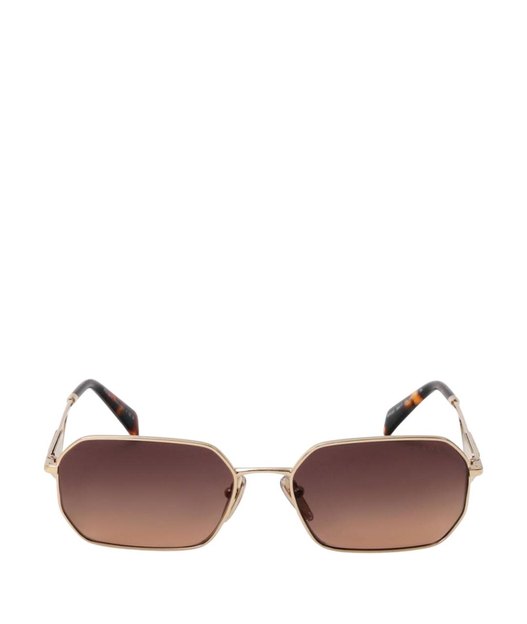 PRADA Золотые металлические солнцезащитные очки, фото 1