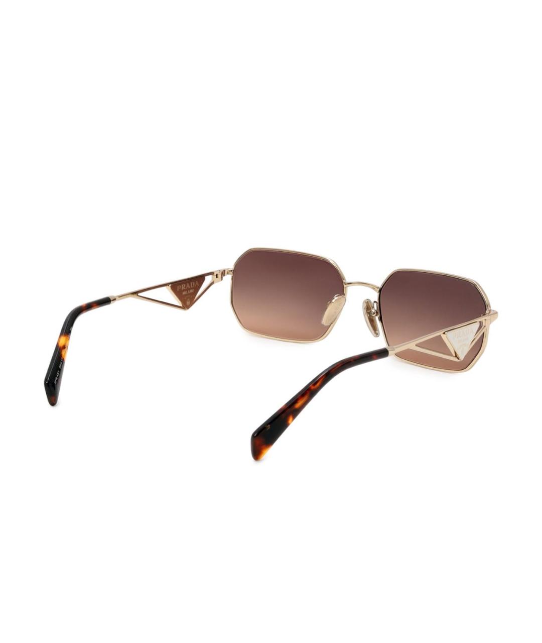 PRADA Золотые металлические солнцезащитные очки, фото 2
