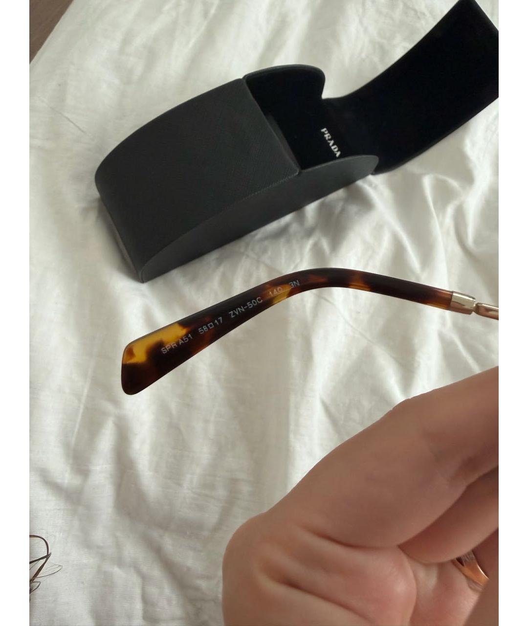 PRADA Золотые металлические солнцезащитные очки, фото 5