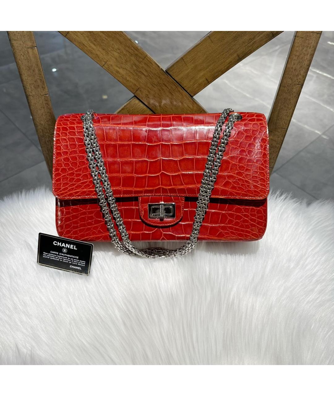 CHANEL Красная кожаная сумка через плечо, фото 9