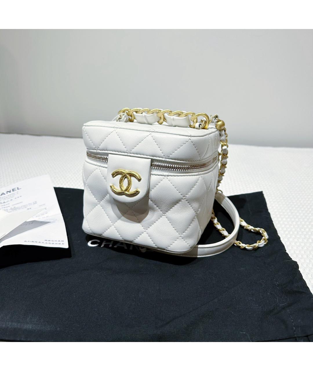 CHANEL Белая кожаная сумка через плечо, фото 3