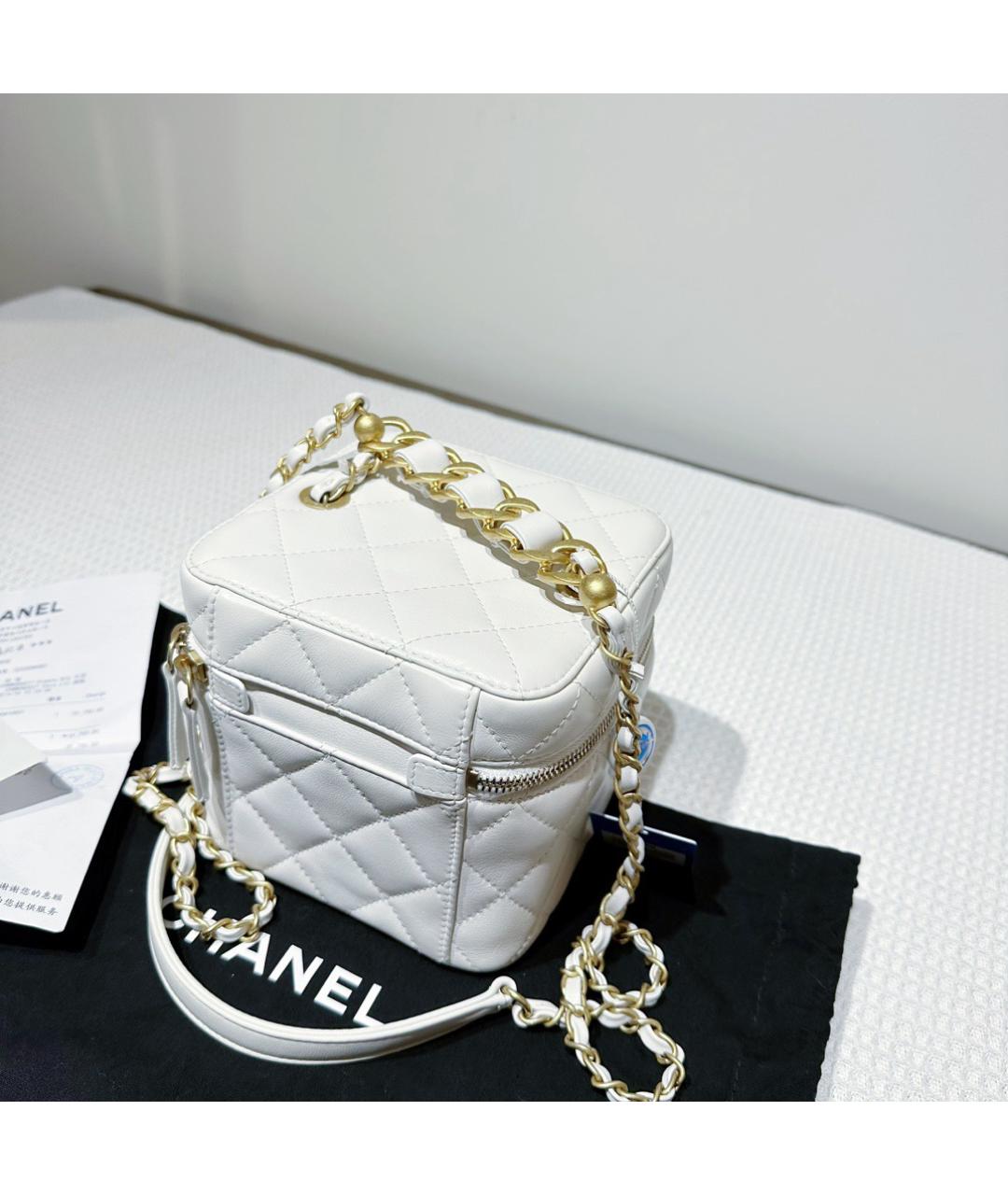 CHANEL Белая кожаная сумка через плечо, фото 6