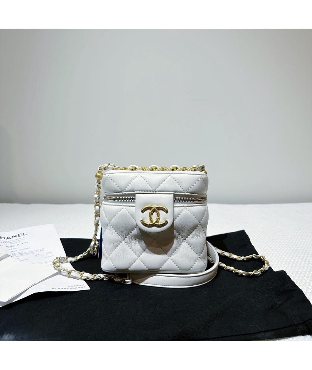CHANEL Белая кожаная сумка через плечо, фото 8