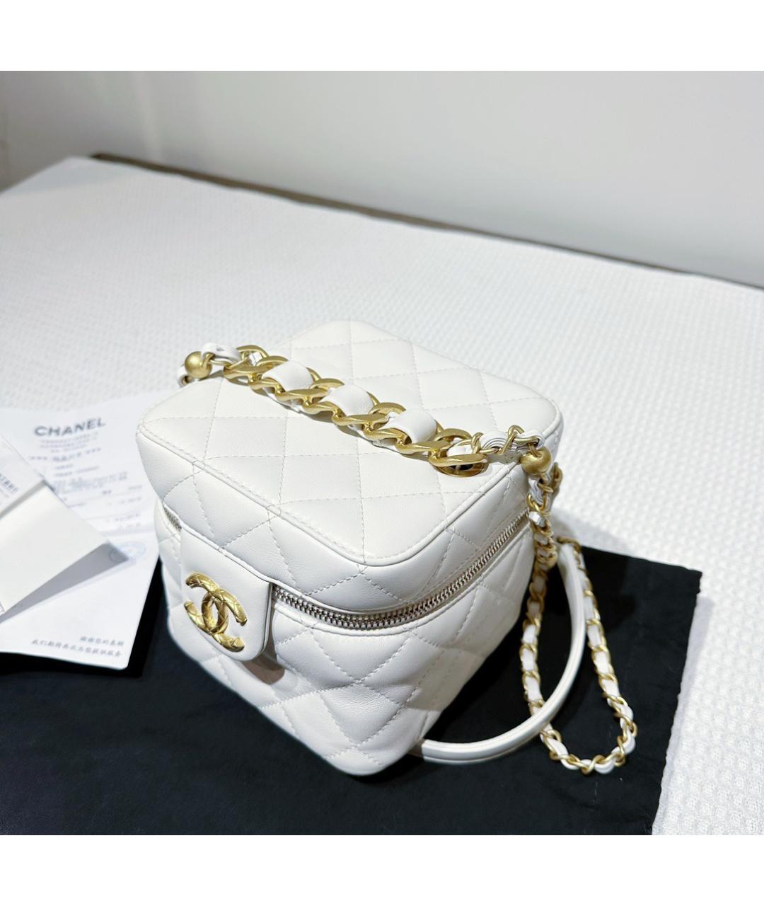 CHANEL Белая кожаная сумка через плечо, фото 4