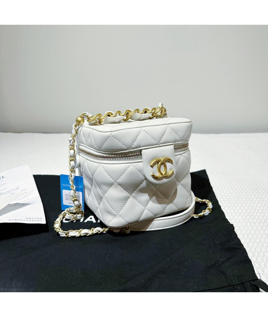 CHANEL Белая кожаная сумка через плечо, фото 2