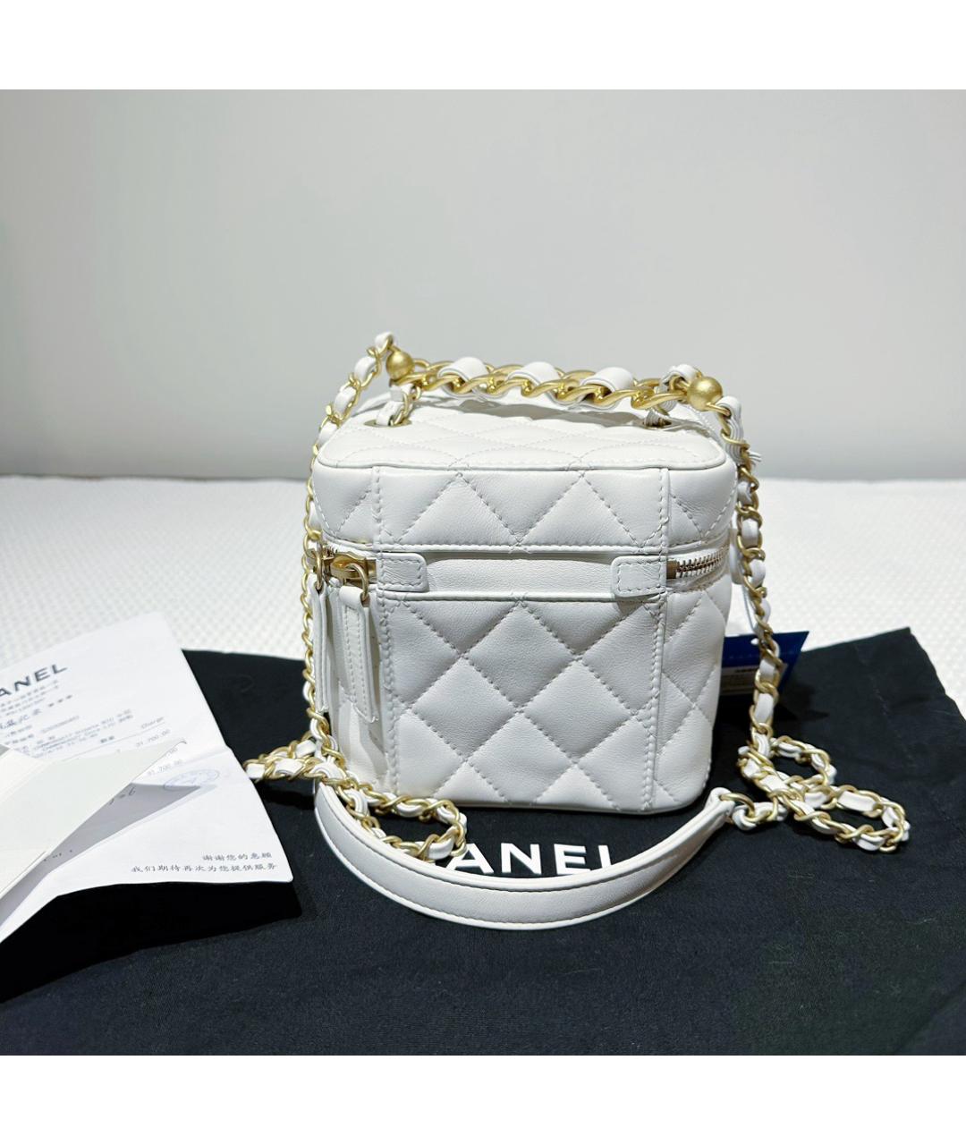 CHANEL Белая кожаная сумка через плечо, фото 5