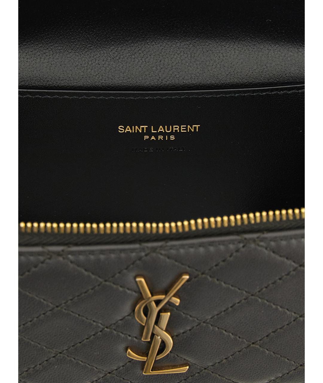 SAINT LAURENT Черная кожаная сумка с короткими ручками, фото 4