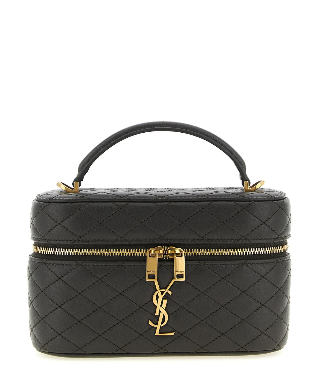 SAINT LAURENT Черная кожаная сумка с короткими ручками, фото 1