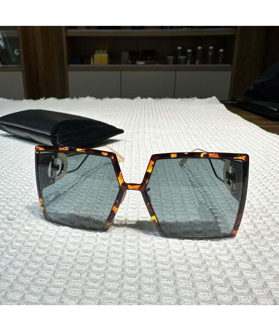 CHRISTIAN DIOR Коричневые пластиковые солнцезащитные очки, фото 9