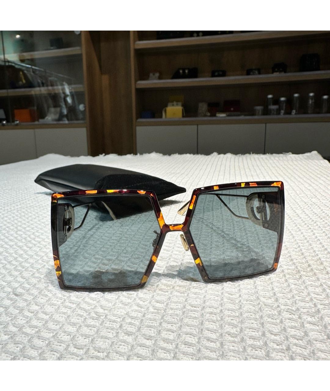 CHRISTIAN DIOR Коричневые пластиковые солнцезащитные очки, фото 4