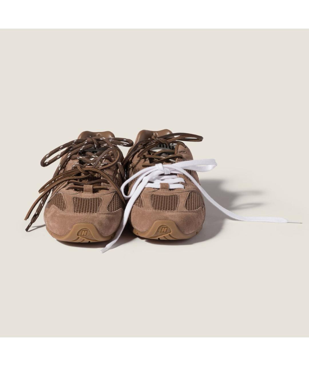 MIU MIU Коричневые замшевые кроссовки, фото 3