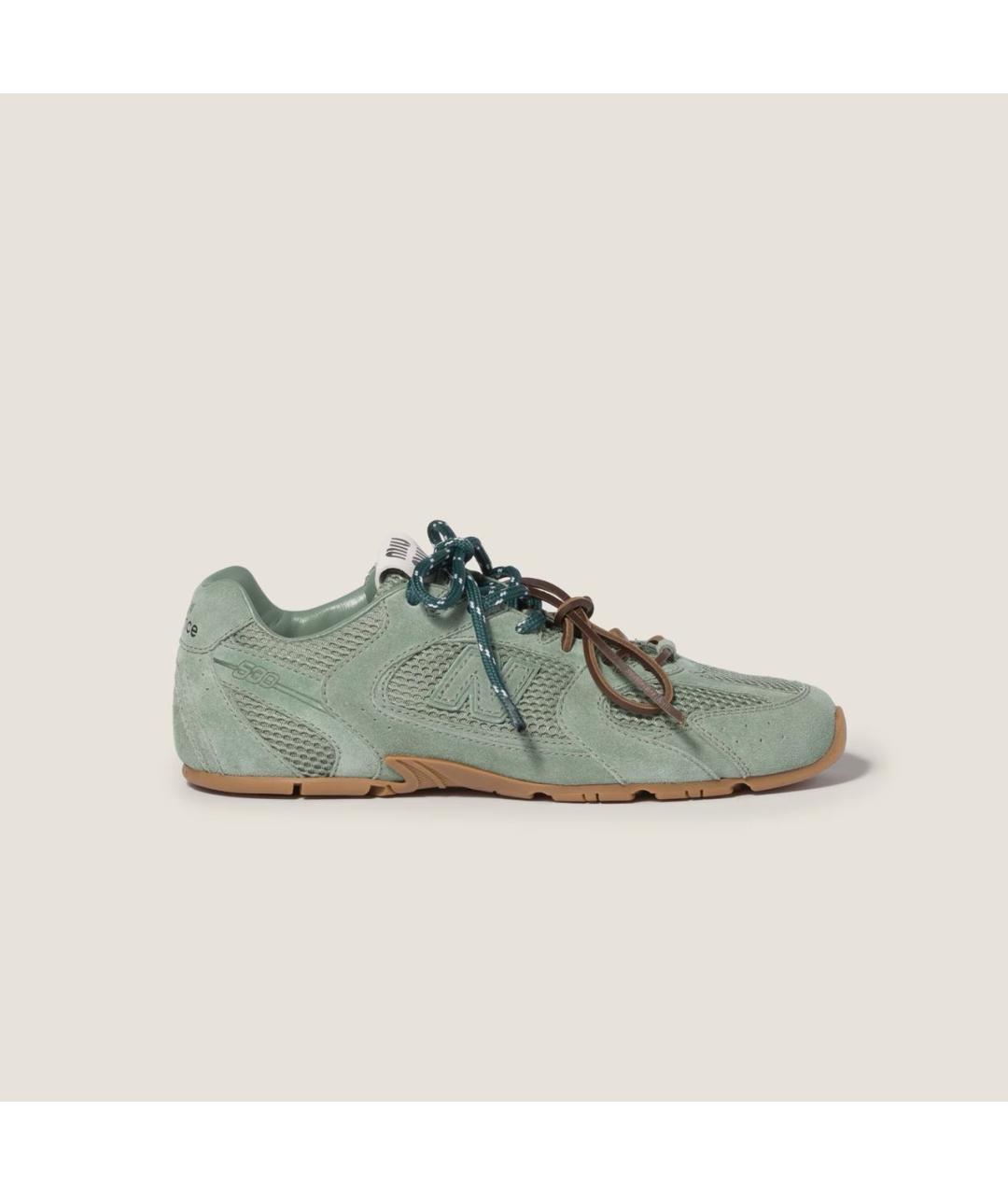 MIU MIU Зеленые замшевые кроссовки, фото 4