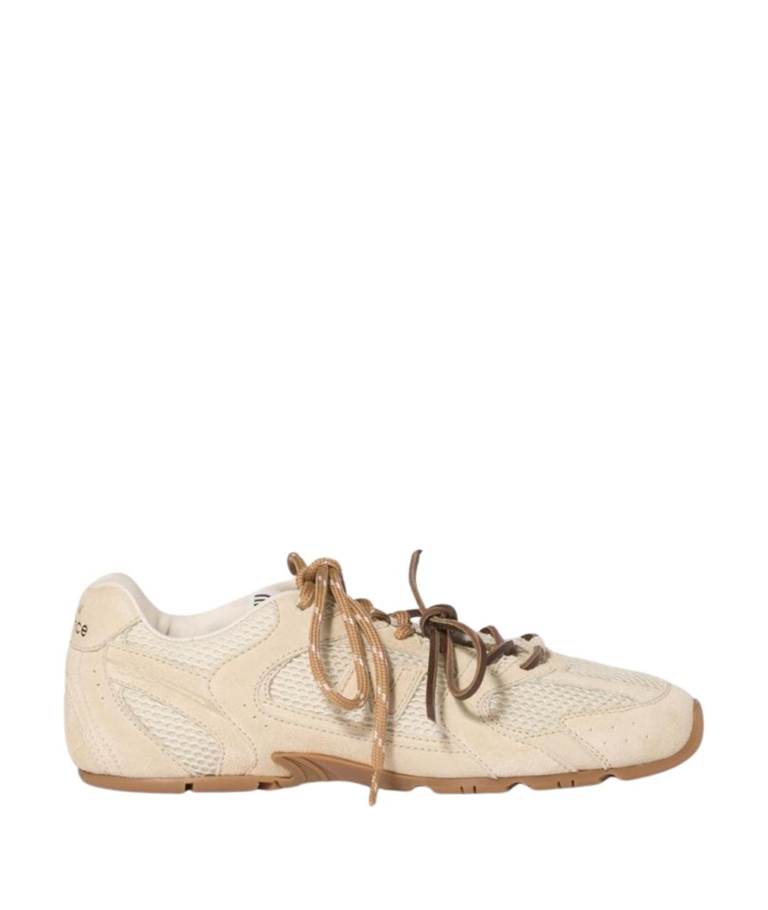 MIU MIU Бежевые замшевые кроссовки, фото 1