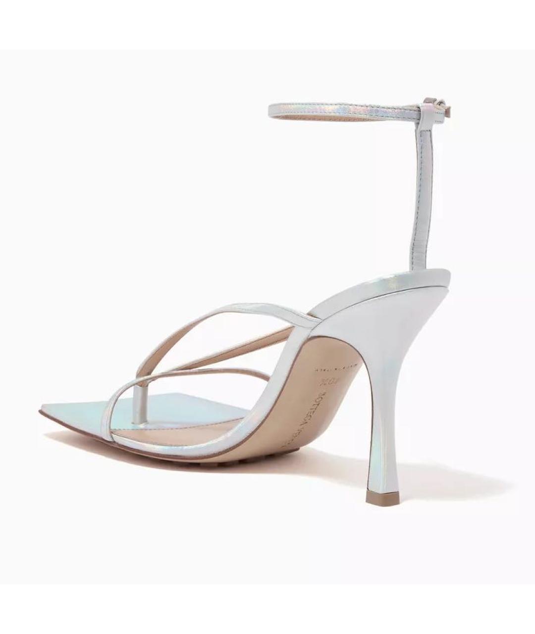 BOTTEGA VENETA Серебряные кожаные босоножки, фото 3