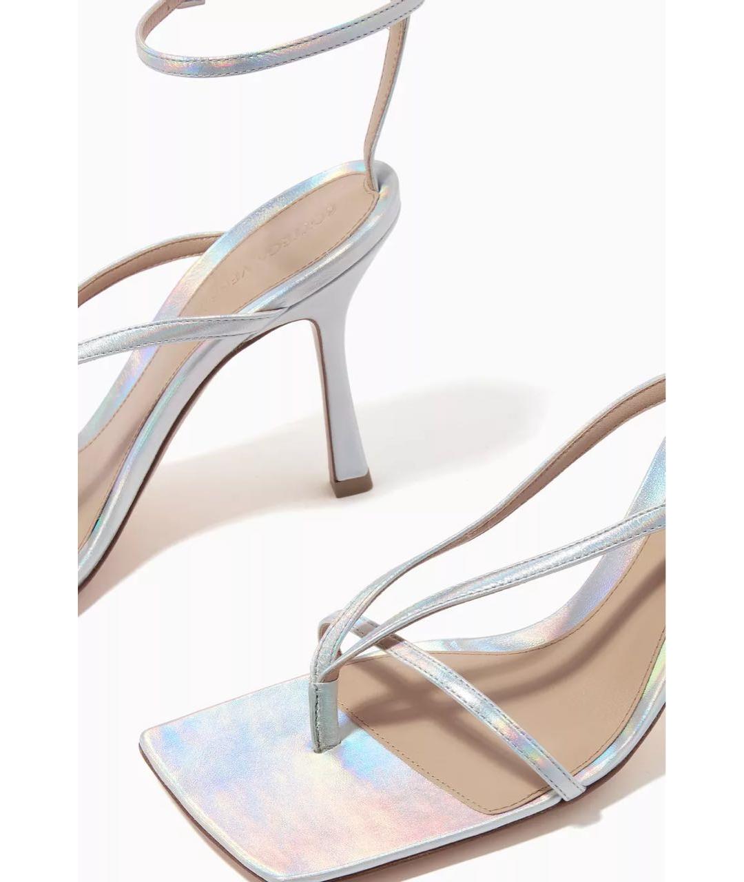 BOTTEGA VENETA Серебряные кожаные босоножки, фото 4