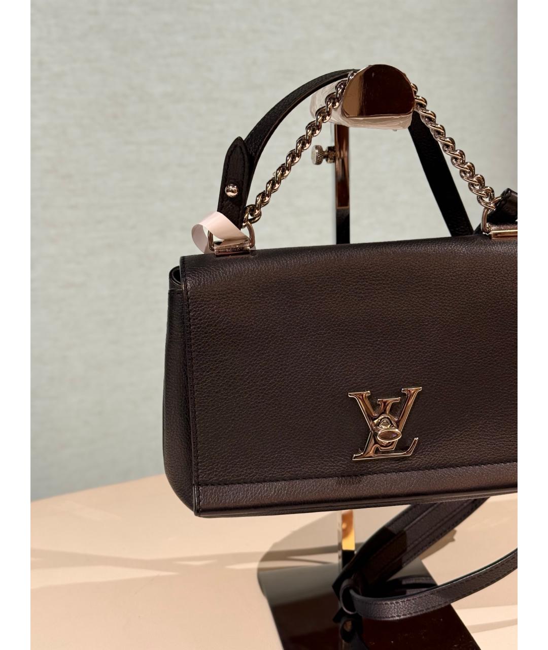 LOUIS VUITTON Черная кожаная сумка через плечо, фото 3
