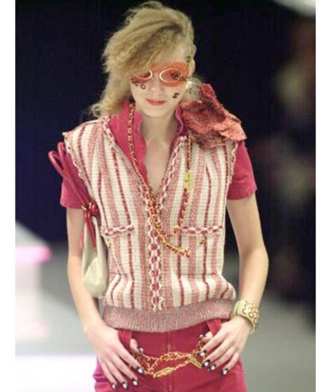 CHANEL Красный льняной жилет, фото 8