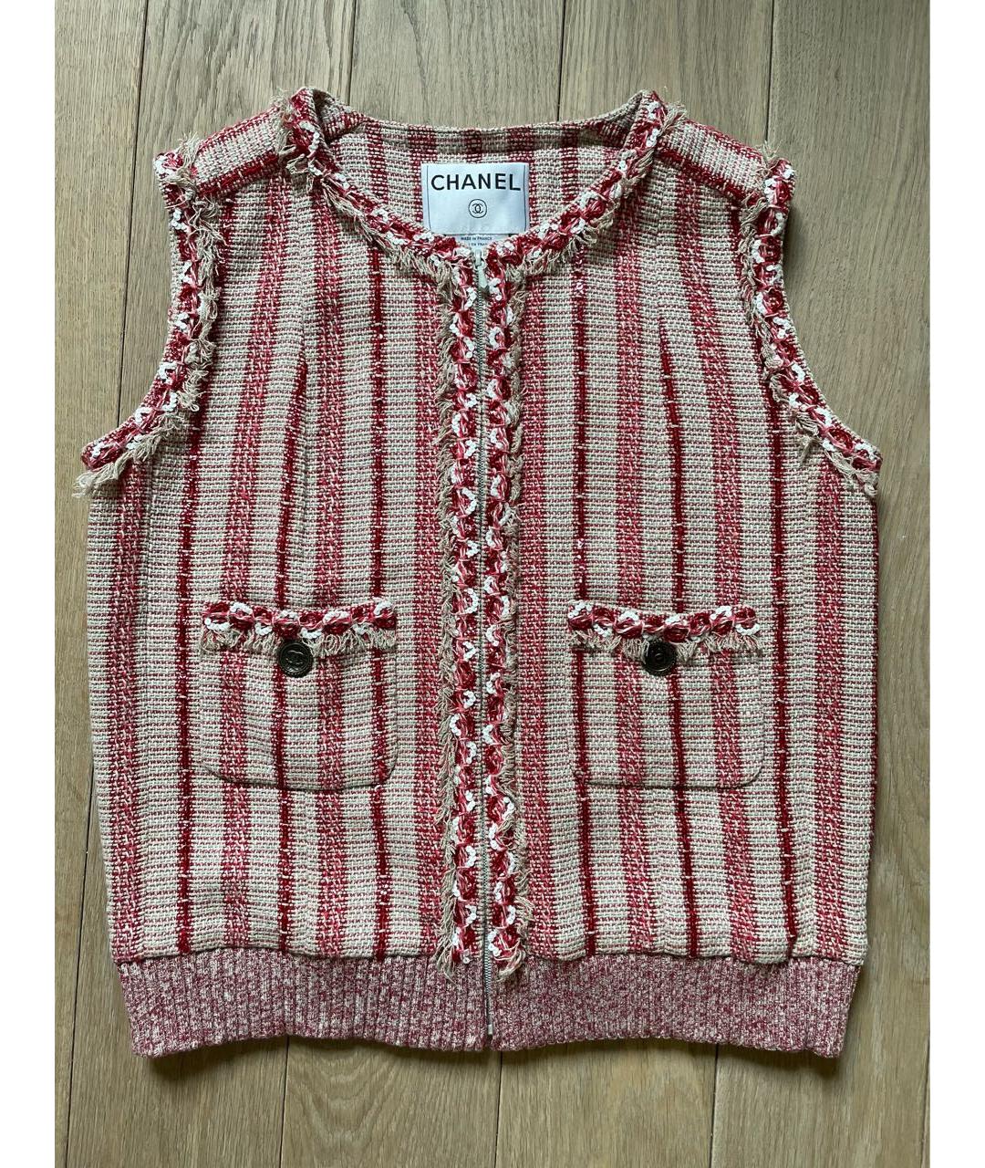 CHANEL Красный льняной жилет, фото 9