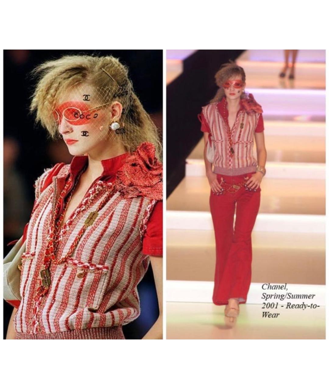 CHANEL Красный льняной жилет, фото 7