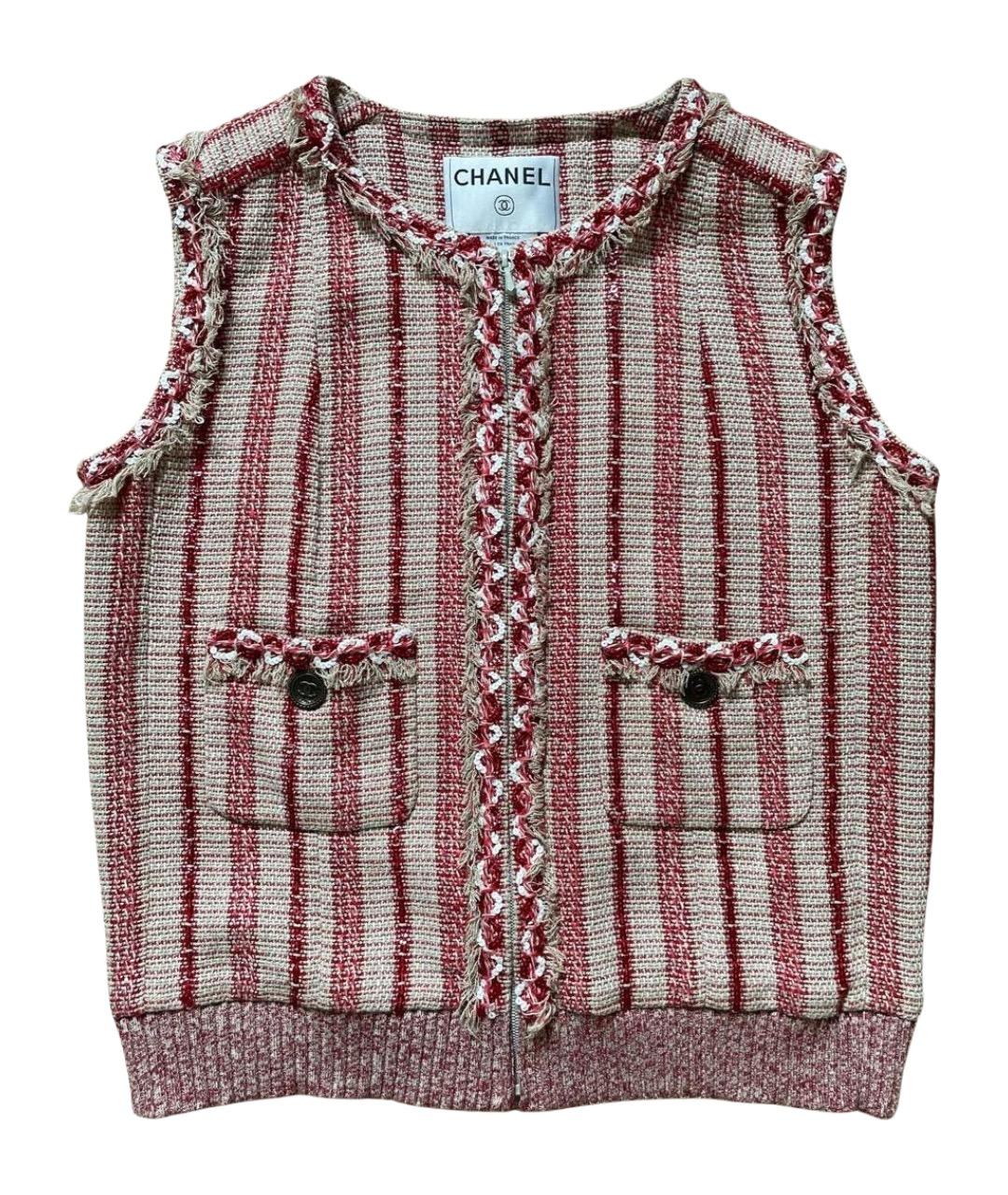 CHANEL Красный льняной жилет, фото 1