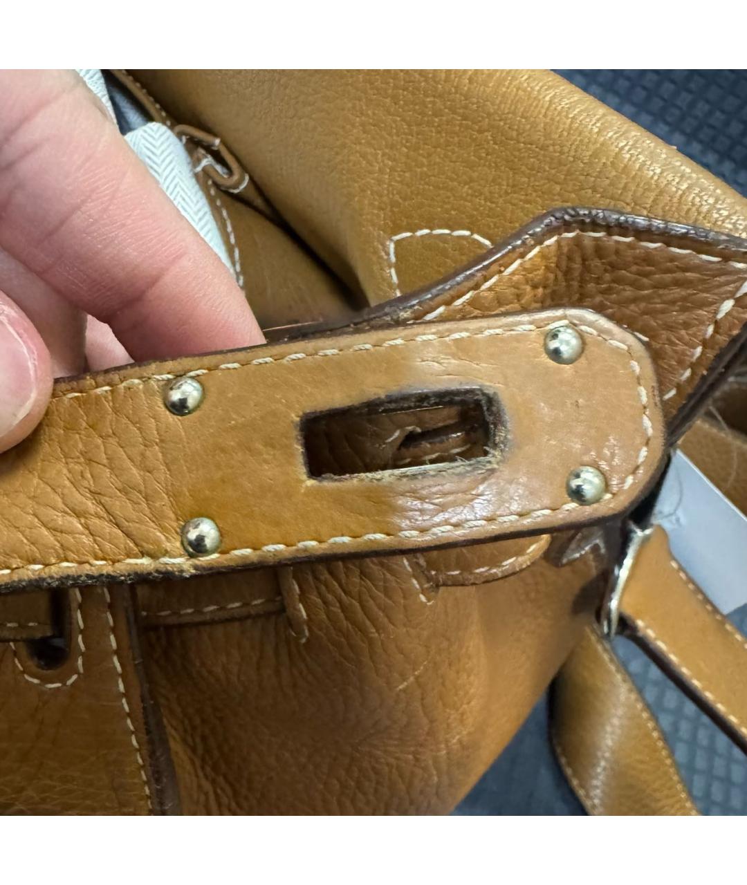 HERMES Коричневая кожаная сумка через плечо, фото 6