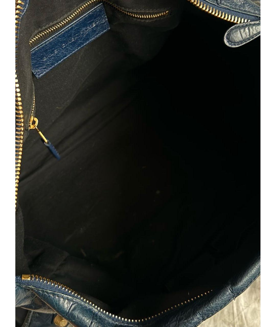 BALENCIAGA Темно-синяя кожаная сумка с короткими ручками, фото 8