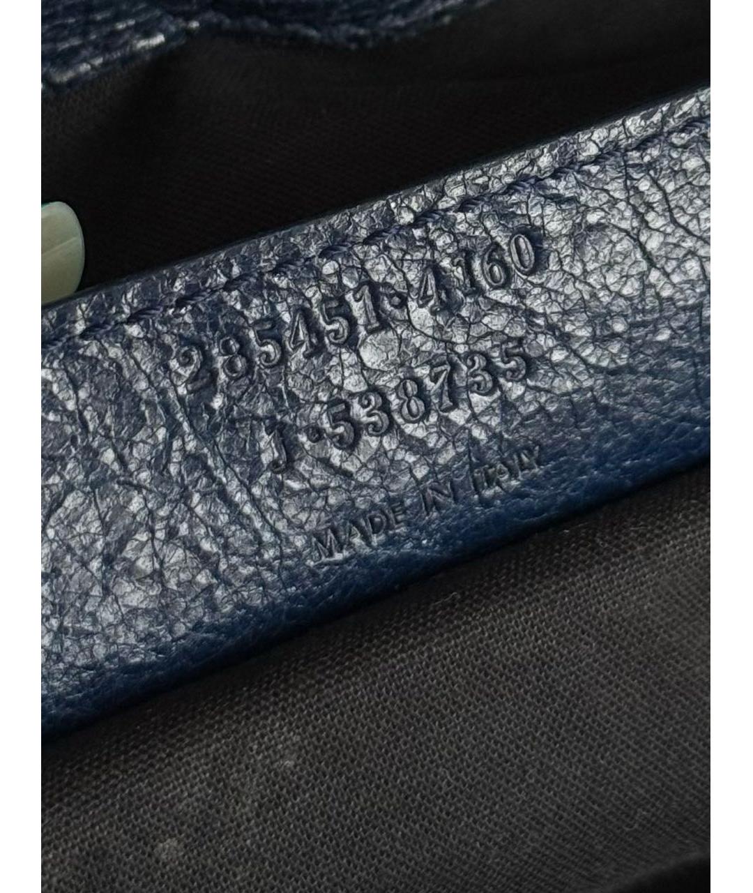 BALENCIAGA Темно-синяя кожаная сумка с короткими ручками, фото 7