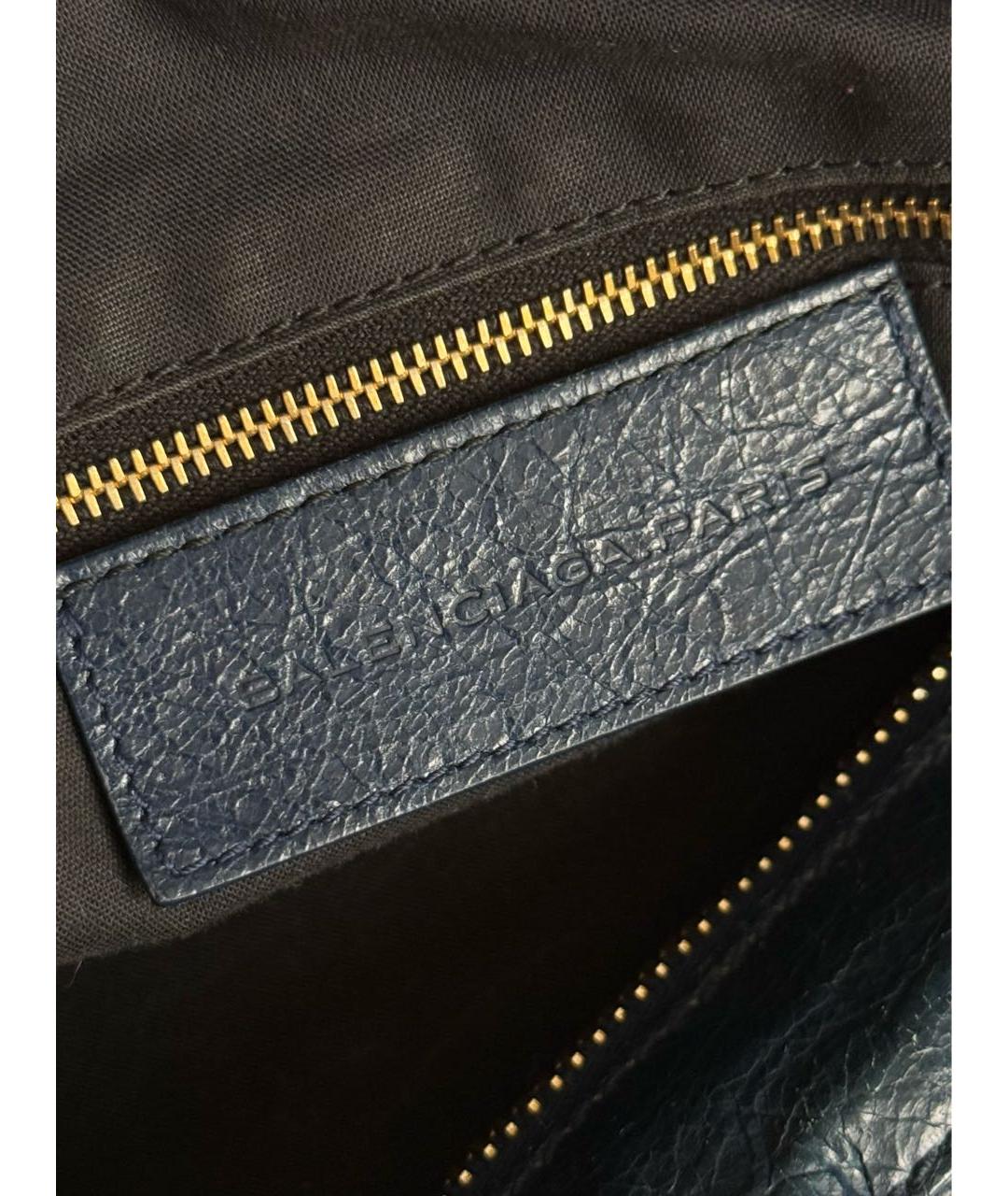 BALENCIAGA Темно-синяя кожаная сумка с короткими ручками, фото 6