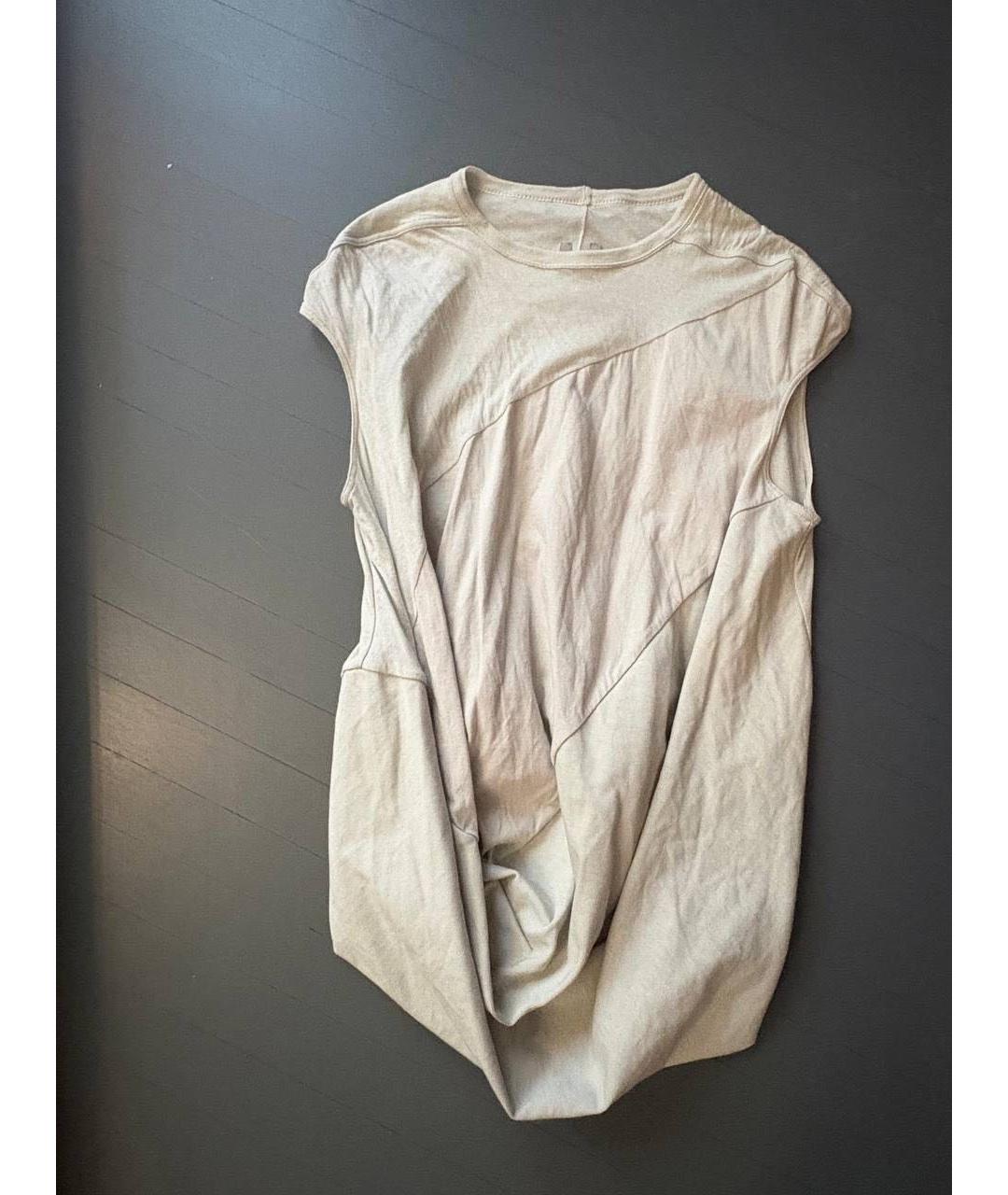 RICK OWENS Бежевая хлопковая футболка, фото 5