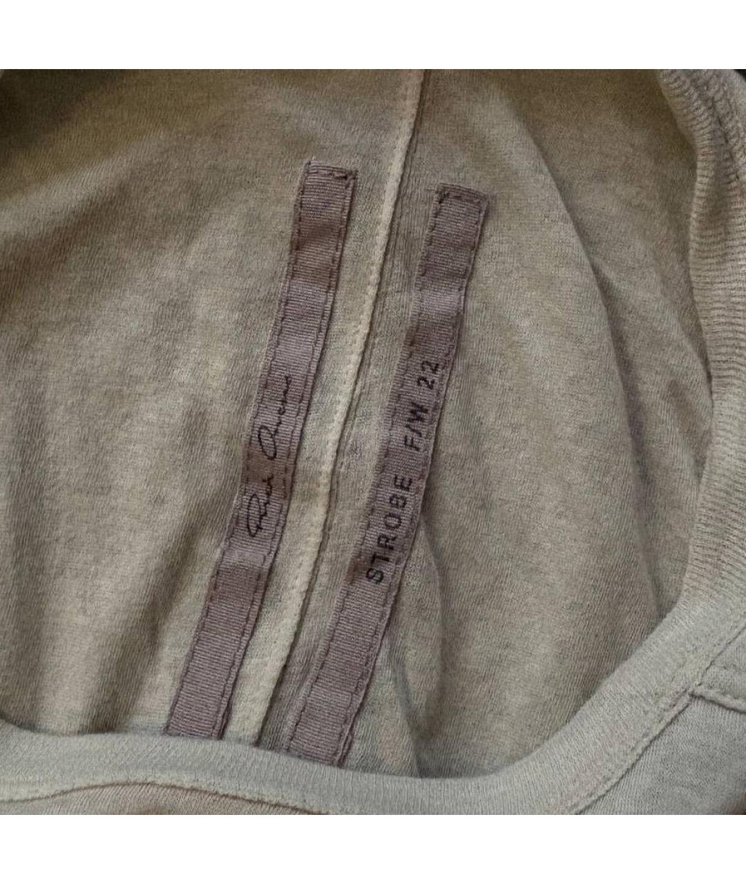 RICK OWENS Бежевая хлопковая футболка, фото 4