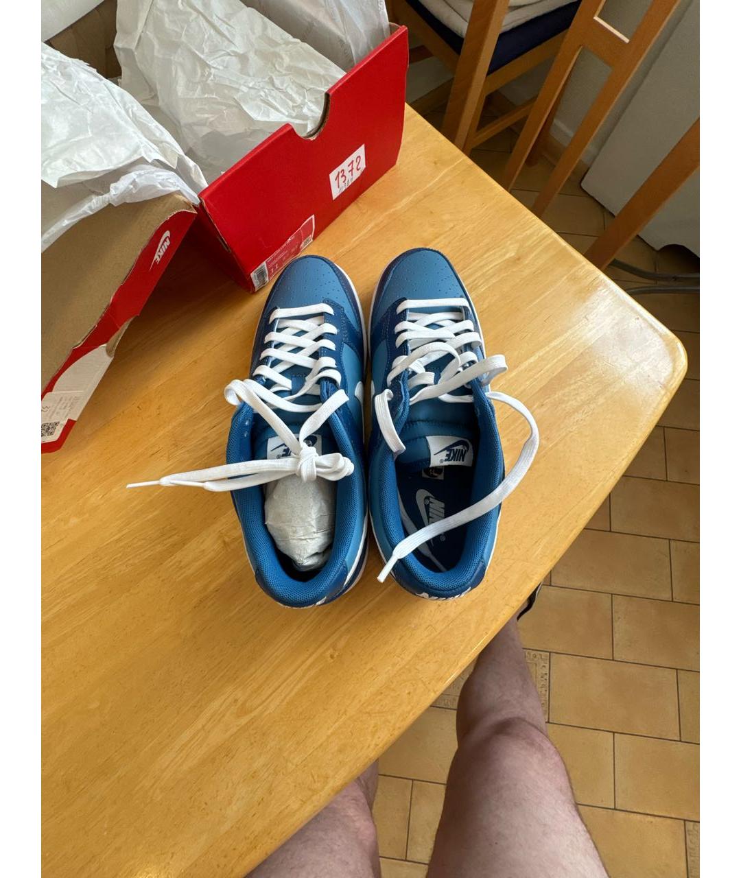 NIKE Синие кожаные низкие кроссовки / кеды, фото 3