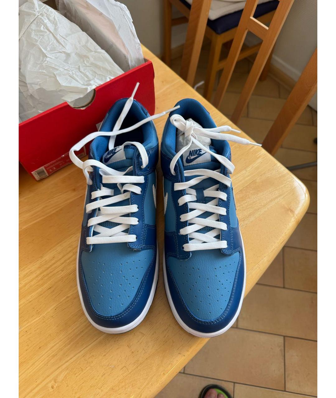 NIKE Синие кожаные низкие кроссовки / кеды, фото 2