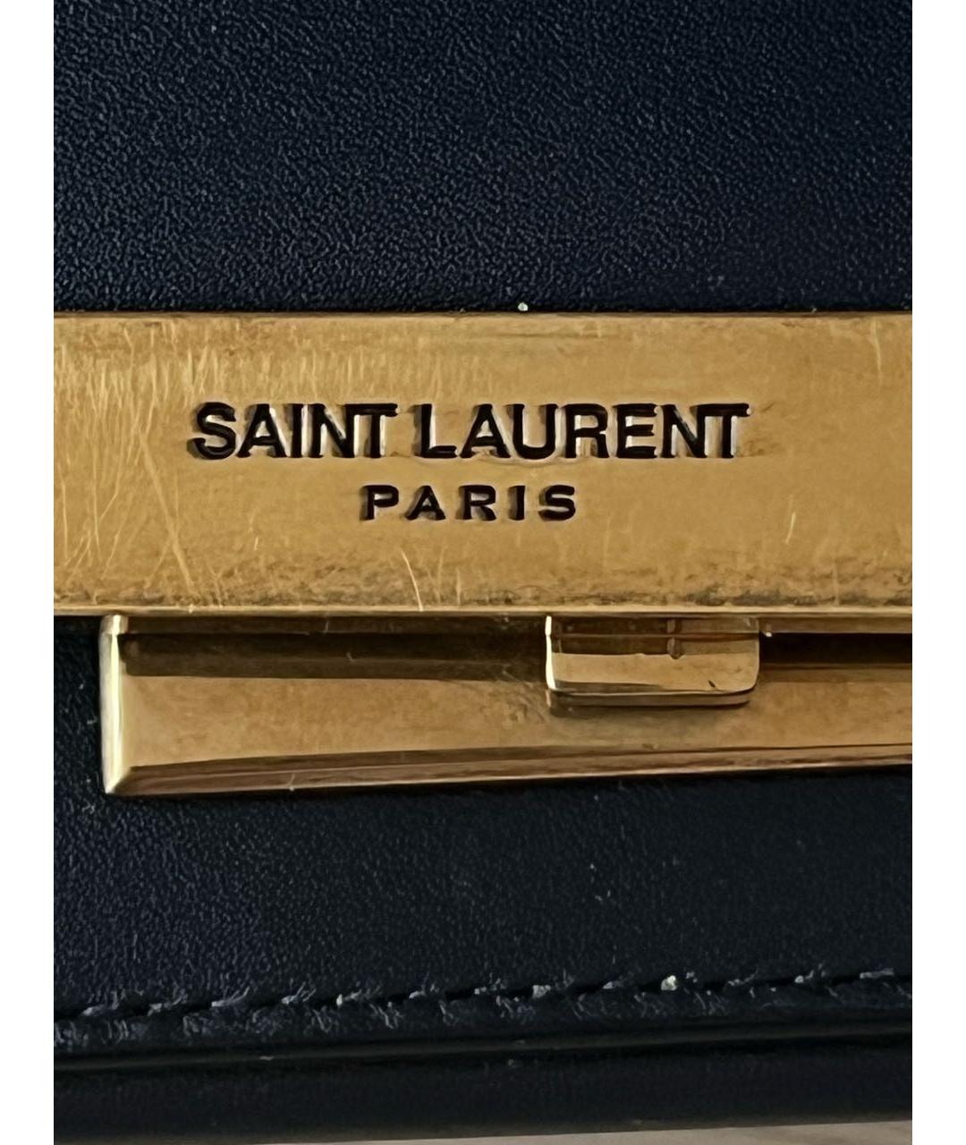 SAINT LAURENT Темно-синяя кожаная сумка через плечо, фото 4