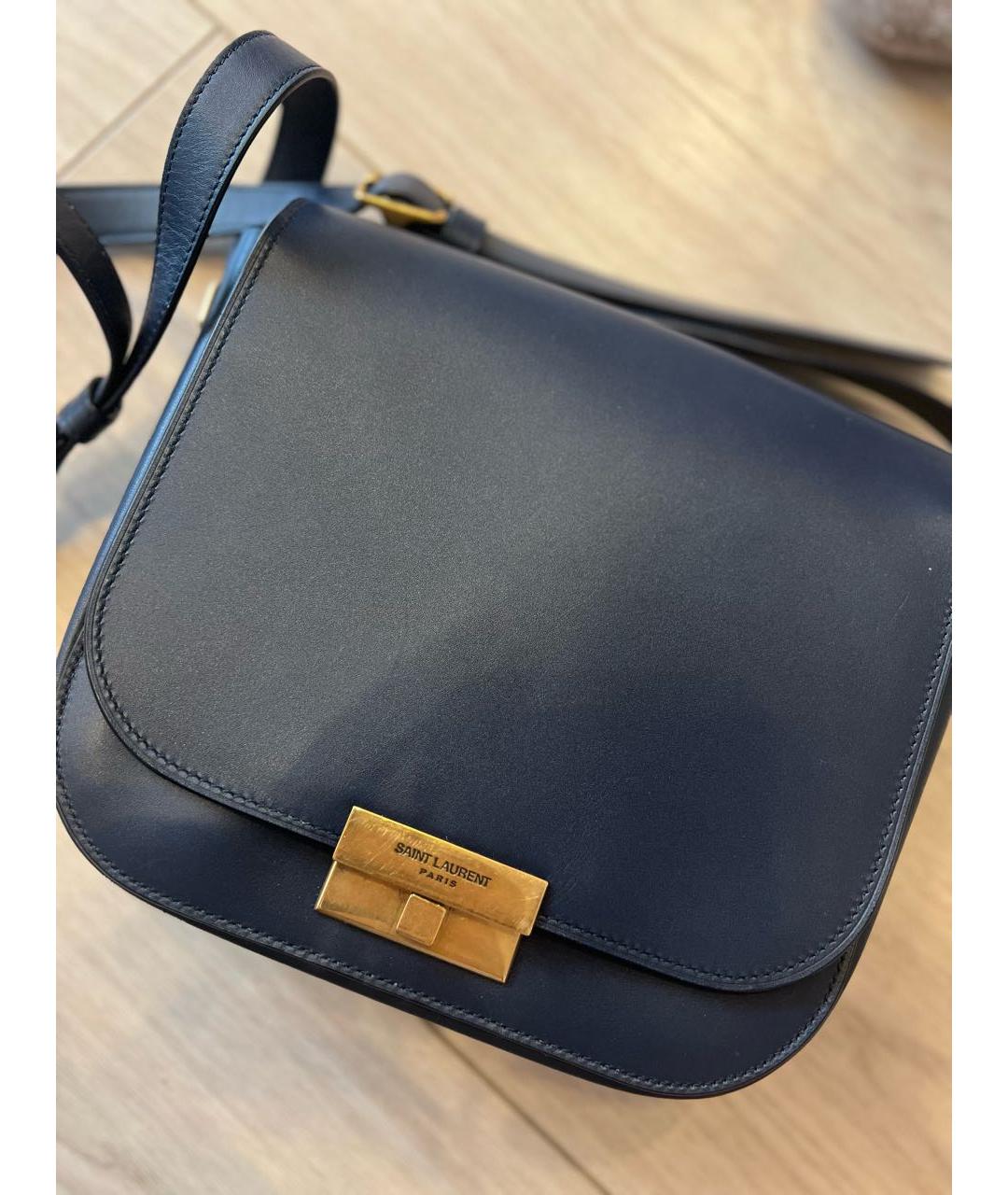 SAINT LAURENT Темно-синяя кожаная сумка через плечо, фото 2