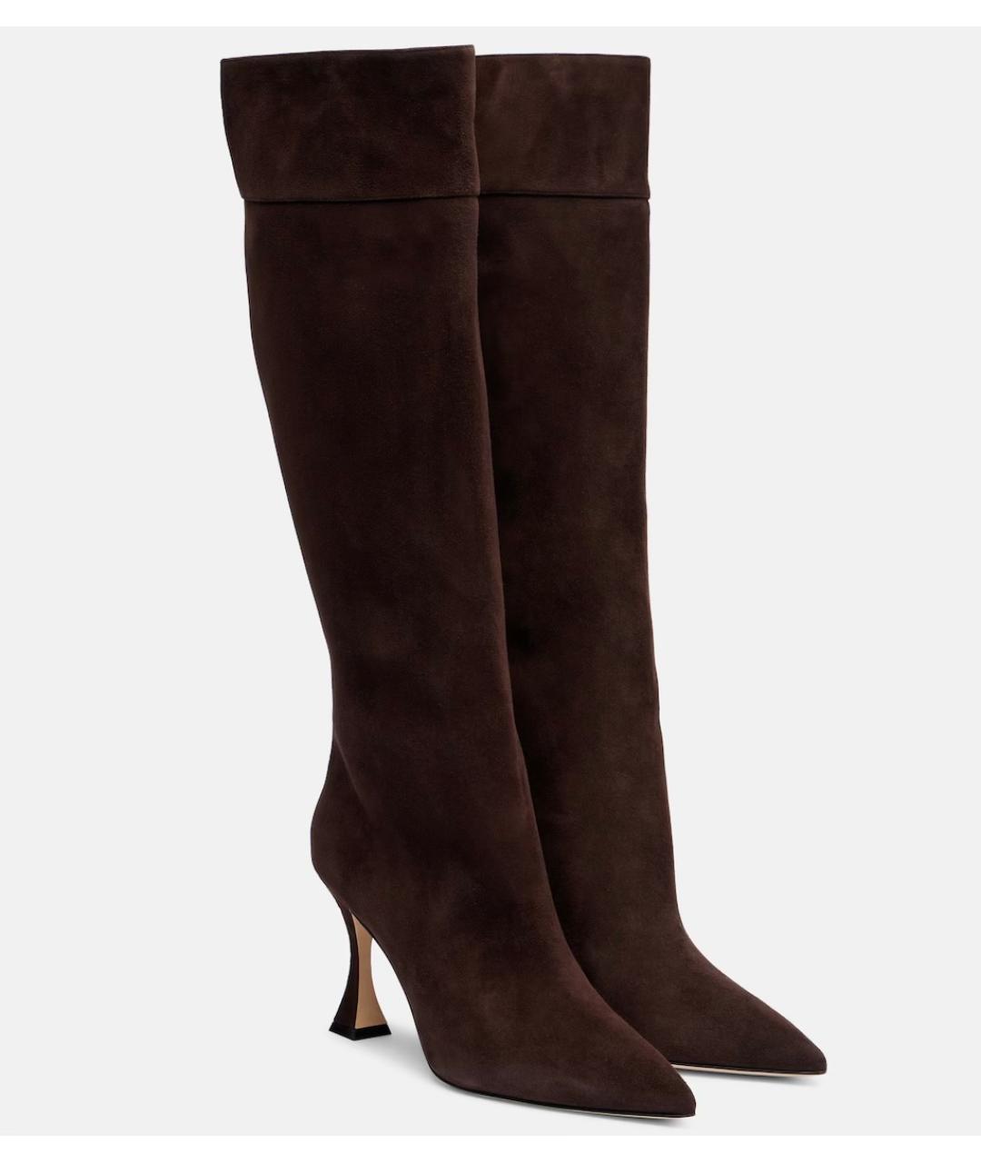 MANOLO BLAHNIK Коричневые замшевые сапоги, фото 2