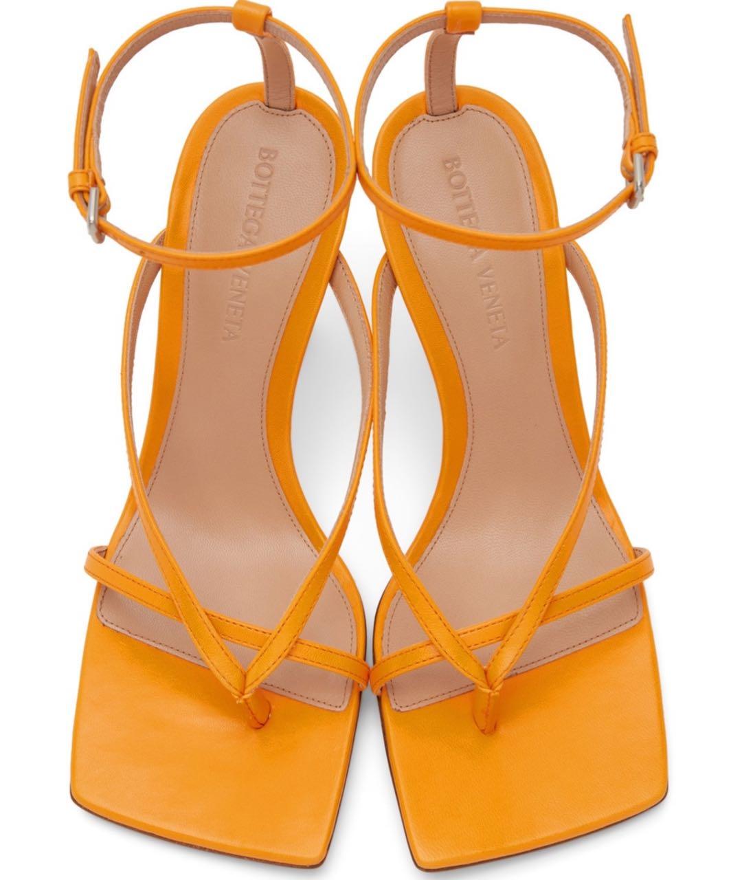 BOTTEGA VENETA Оранжевое кожаные босоножки, фото 2