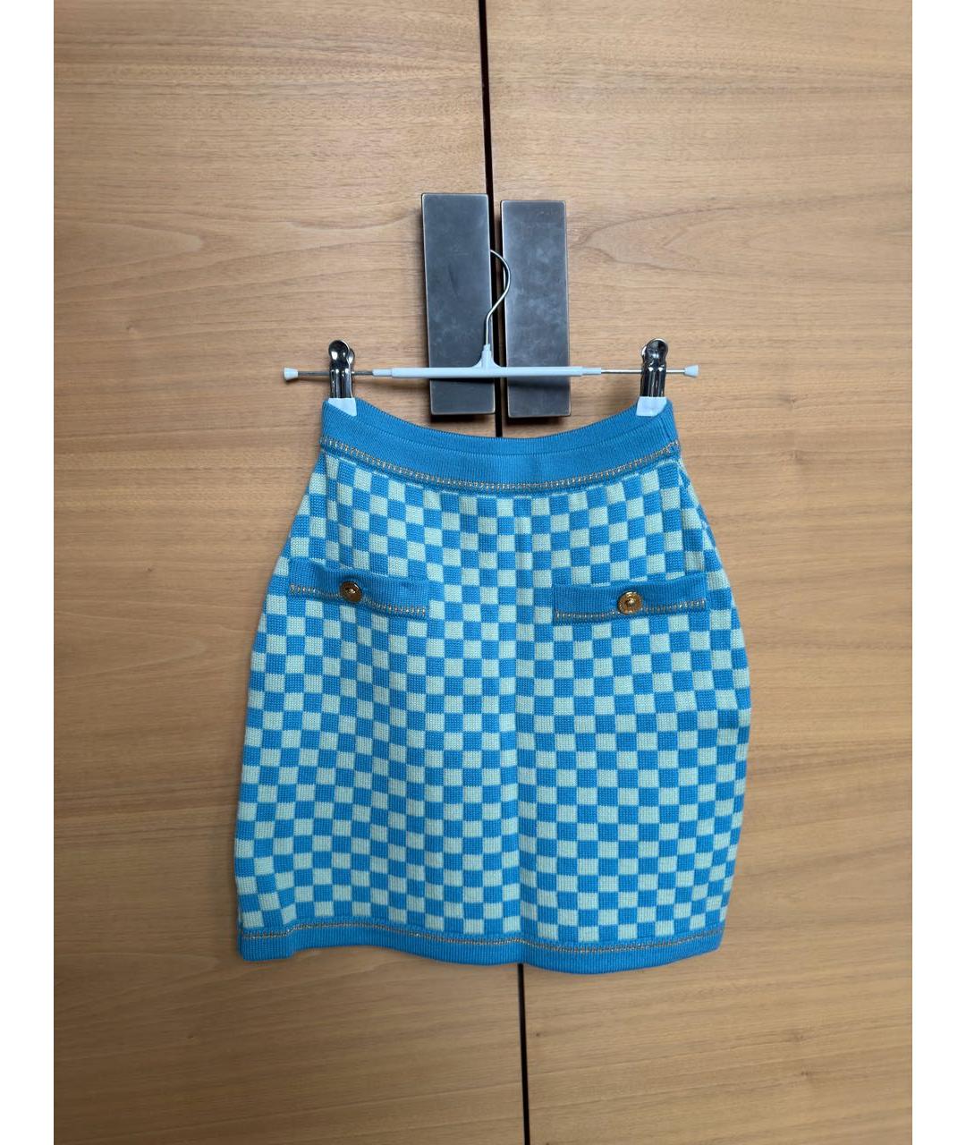 VERSACE Голубой вискозный костюм с юбками, фото 4