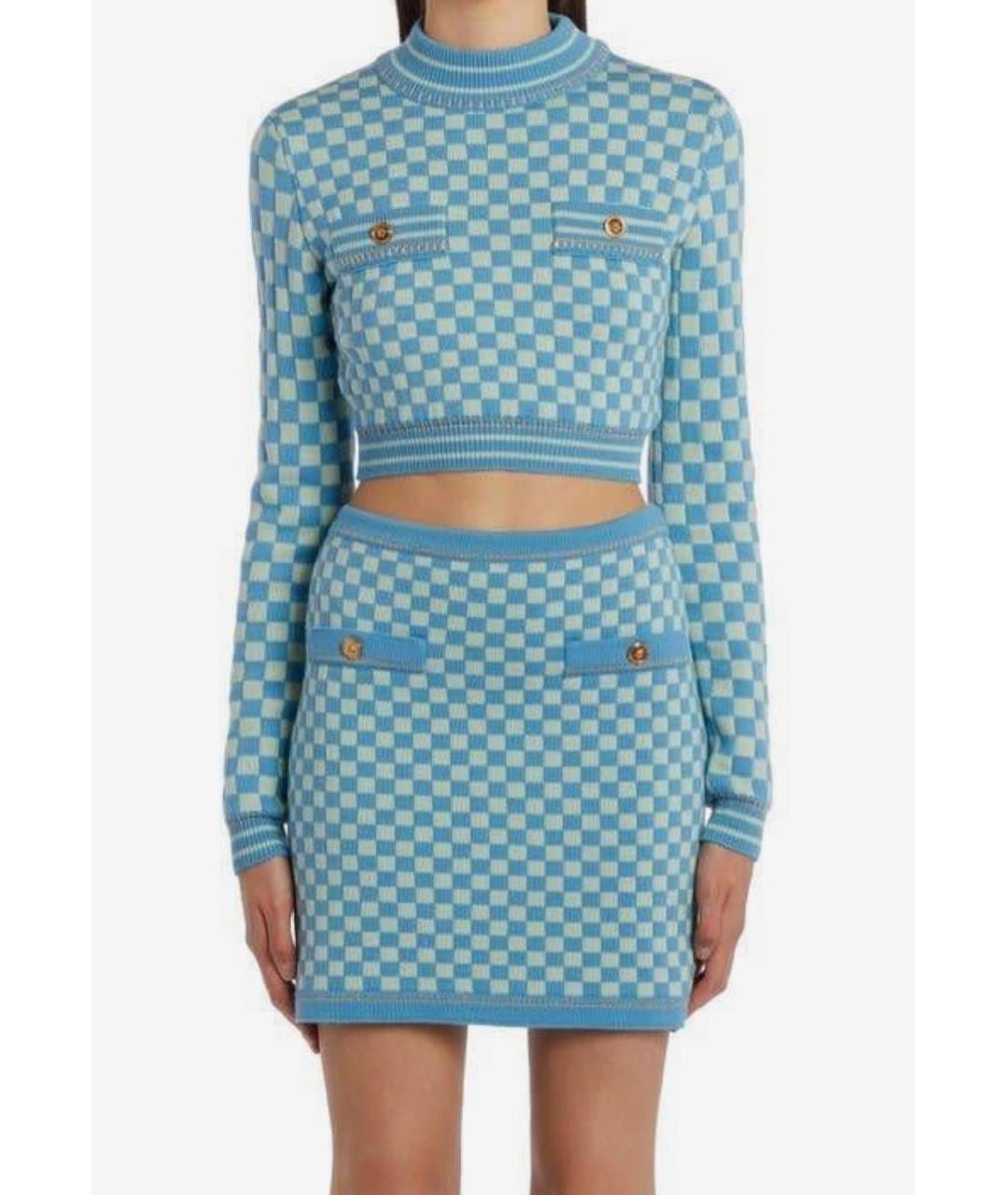 VERSACE Голубой вискозный костюм с юбками, фото 6