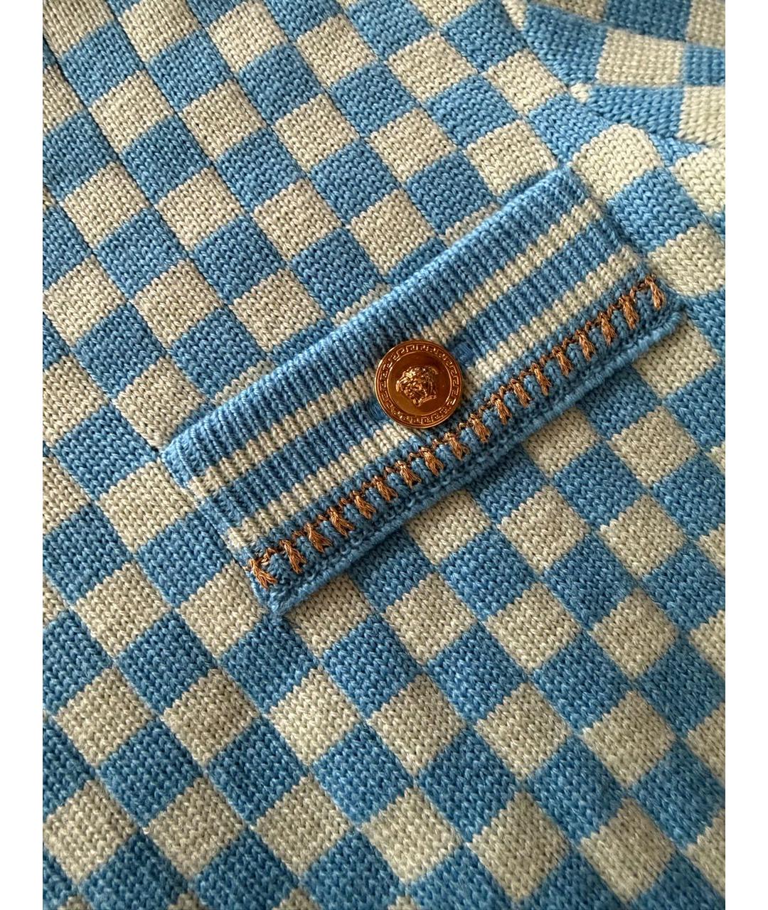 VERSACE Голубой вискозный костюм с юбками, фото 5