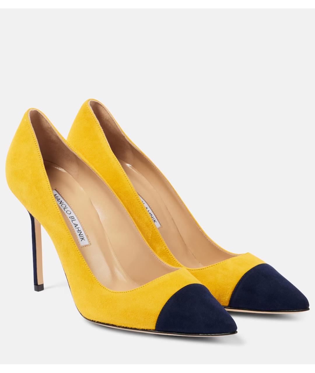 MANOLO BLAHNIK Желтые замшевые туфли, фото 6