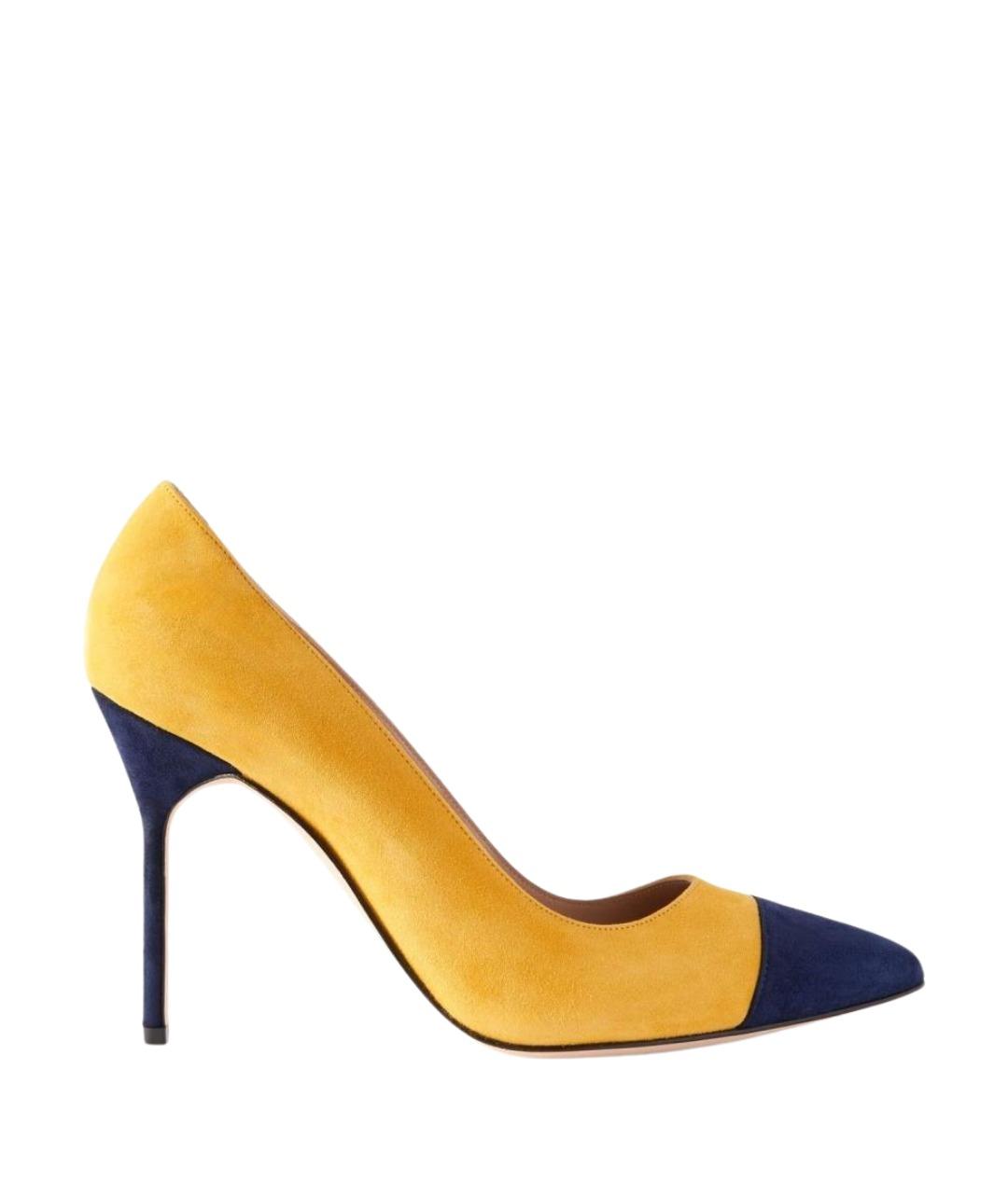 MANOLO BLAHNIK Желтые замшевые туфли, фото 1