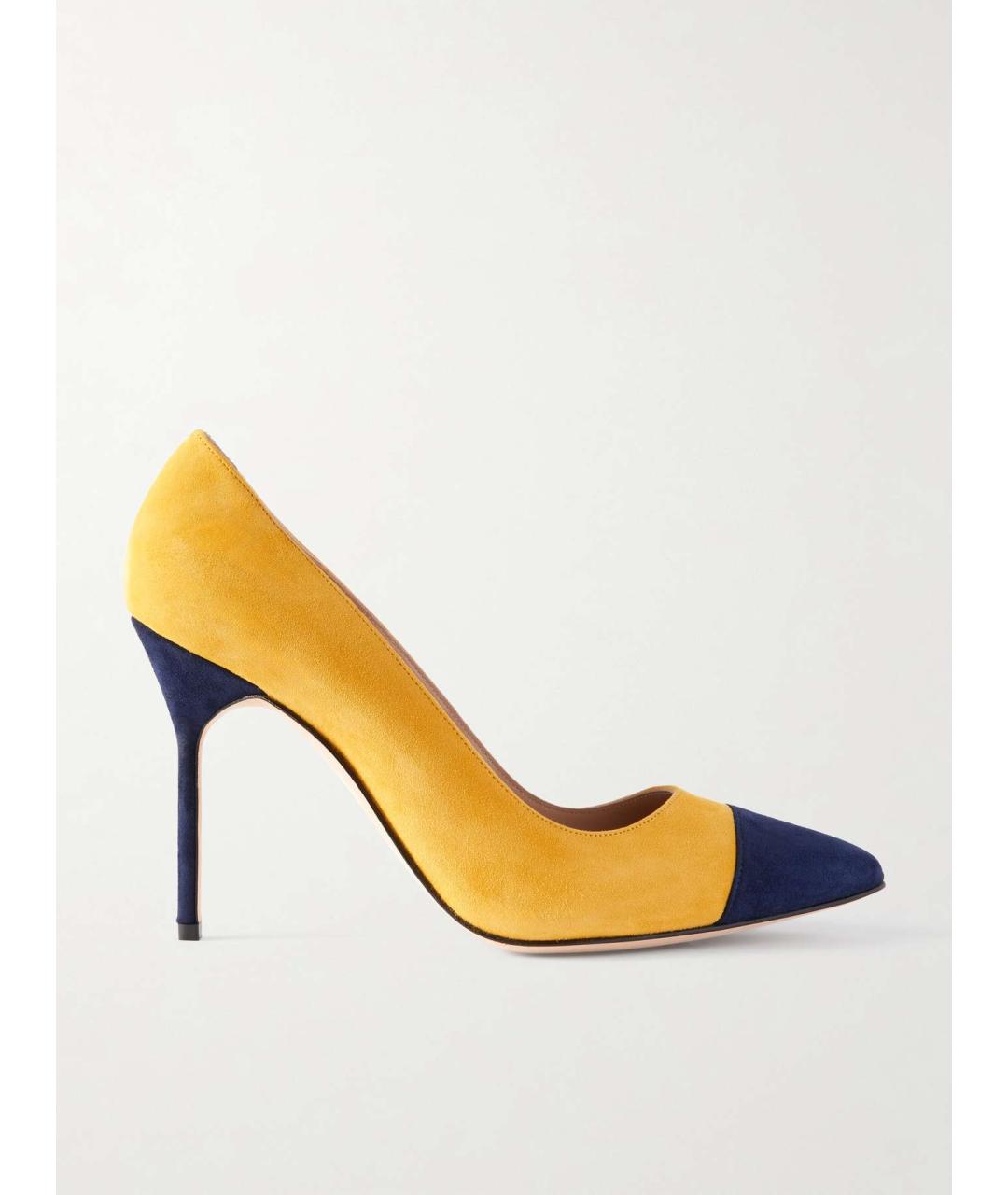 MANOLO BLAHNIK Желтые замшевые туфли, фото 10