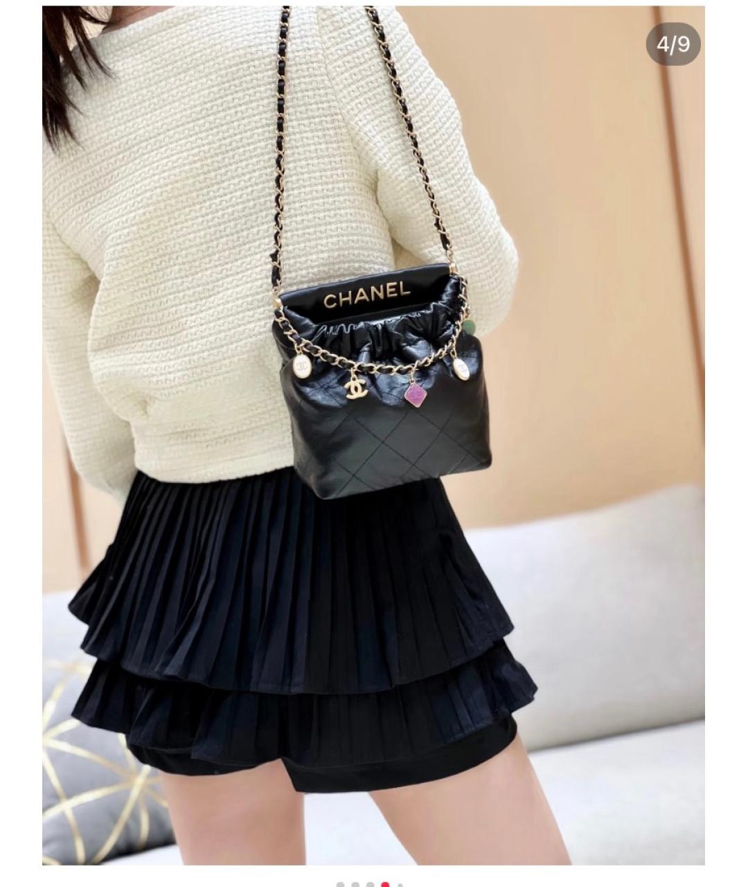 CHANEL Черная кожаная сумка через плечо, фото 8